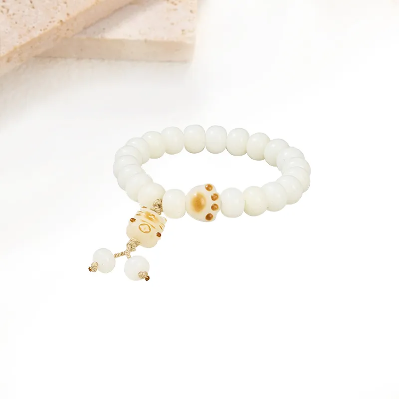 Welcome To The Treasure White Jade Bodhi Bracelets Unisex-1