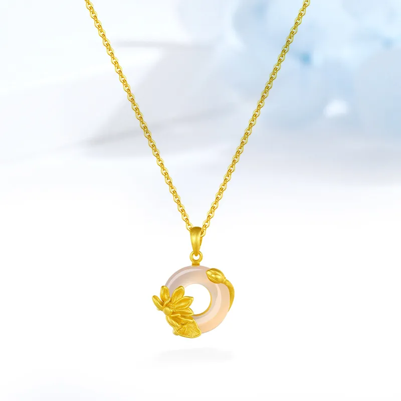 Welcome To The Treasure Chalcedony Jade Necklaces Unisex-13