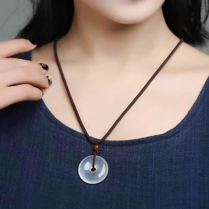 Welcome To The Treasure Chalcedony Jade Necklaces Unisex-1