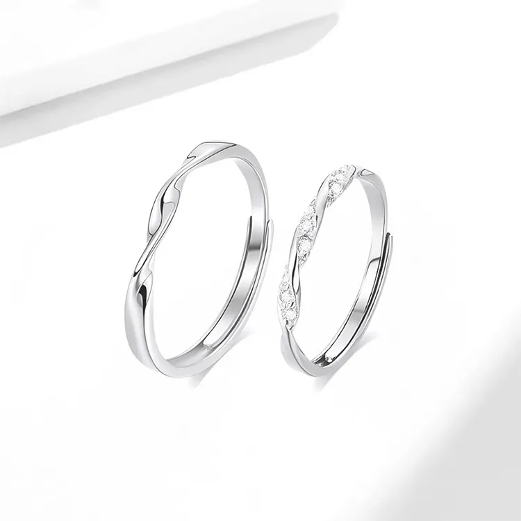 JOLLY NOTE Romantic Twisted Plain Circle Diamond Ring Rings Unisex-4