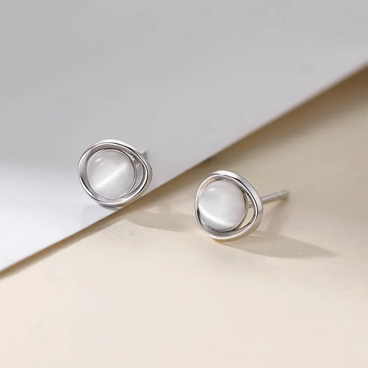 ZWU 999 Fine Silver Stud Earrings Women's-2