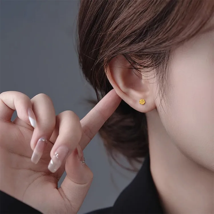 JOLLY NOTE Sterling Silver Stud Earrings Women's Good Luck-1