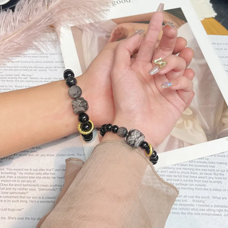 JOLLY NOTE Natural Obsidian Bracelets Unisex-1