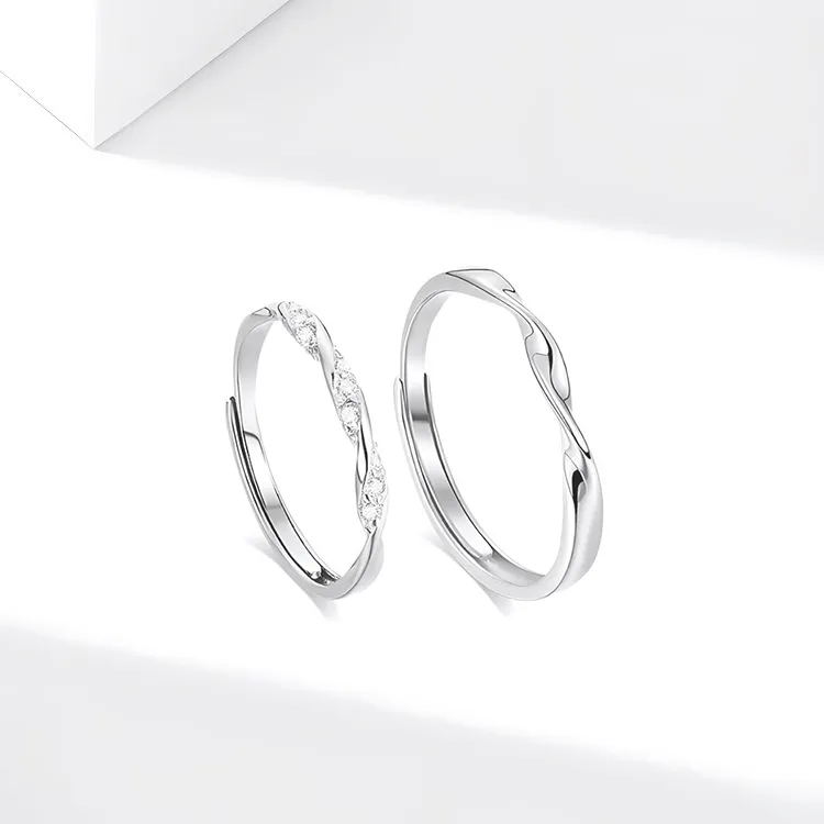 JOLLY NOTE Romantic Twisted Plain Circle Diamond Ring Rings Unisex-3