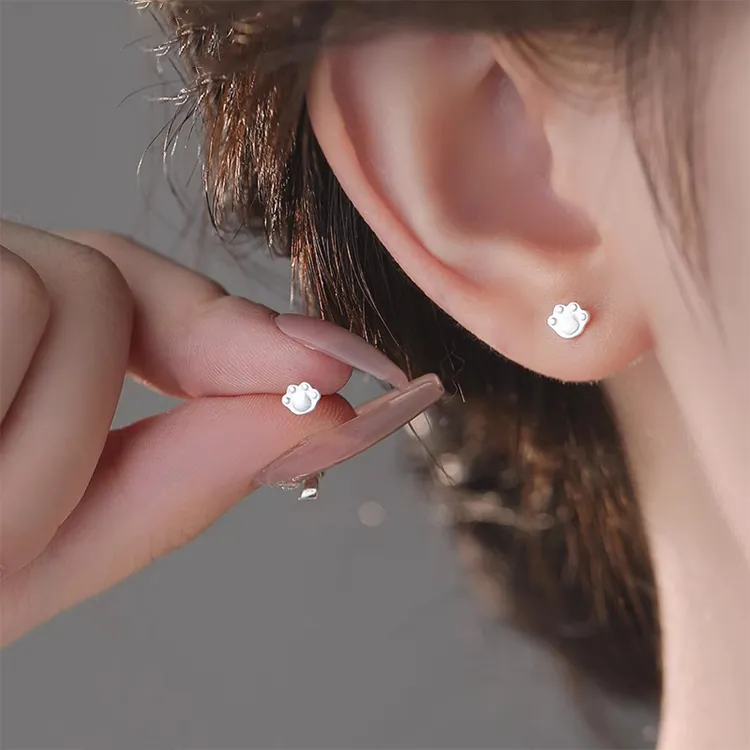JOLLY NOTE Sterling Silver Stud Earrings Women's Good Luck-5