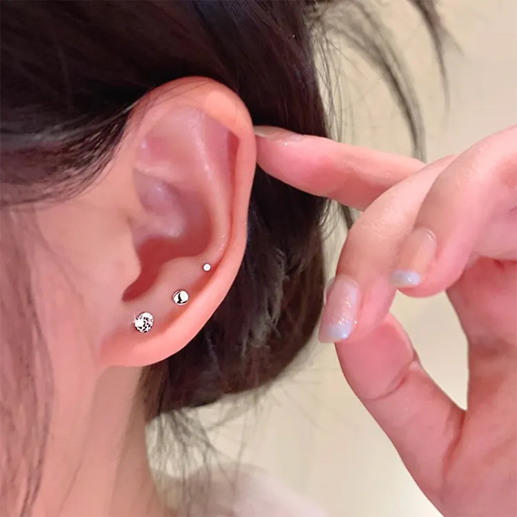 JOLLY NOTE Sterling Silver Stud Earrings Women's-2