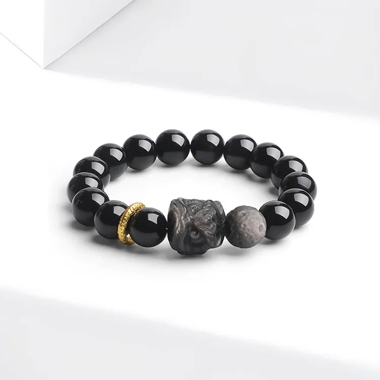 JOLLY NOTE Natural Obsidian Bracelets Unisex-2