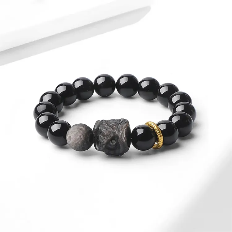 JOLLY NOTE Natural Obsidian Bracelets Unisex-3