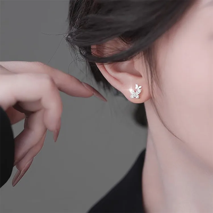 JOLLY NOTE Sterling Silver Stud Earrings Women's Good Luck-2