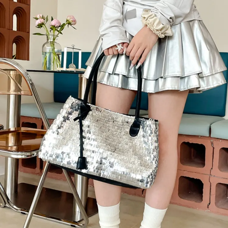 WHEELY BABY+ PU Tote Bag, Shoulder Bag Women's Silver/Green/Black/Pink-9