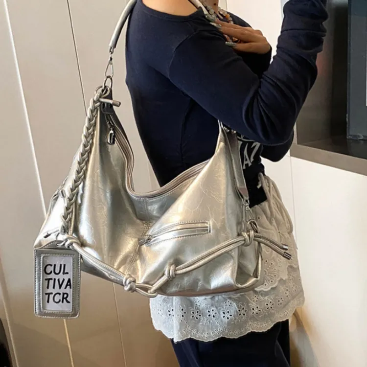 WHEELY BABY+ PU Shoulder Bag, Crossbody Bag Women's Red/Silver Black/White-10