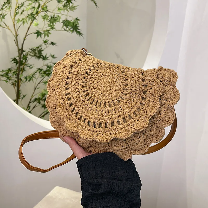 WHEELY BABY+ Woven Saddle Bag Crossbody Shoulder Bag Regular Women's Ecru Khaki-9