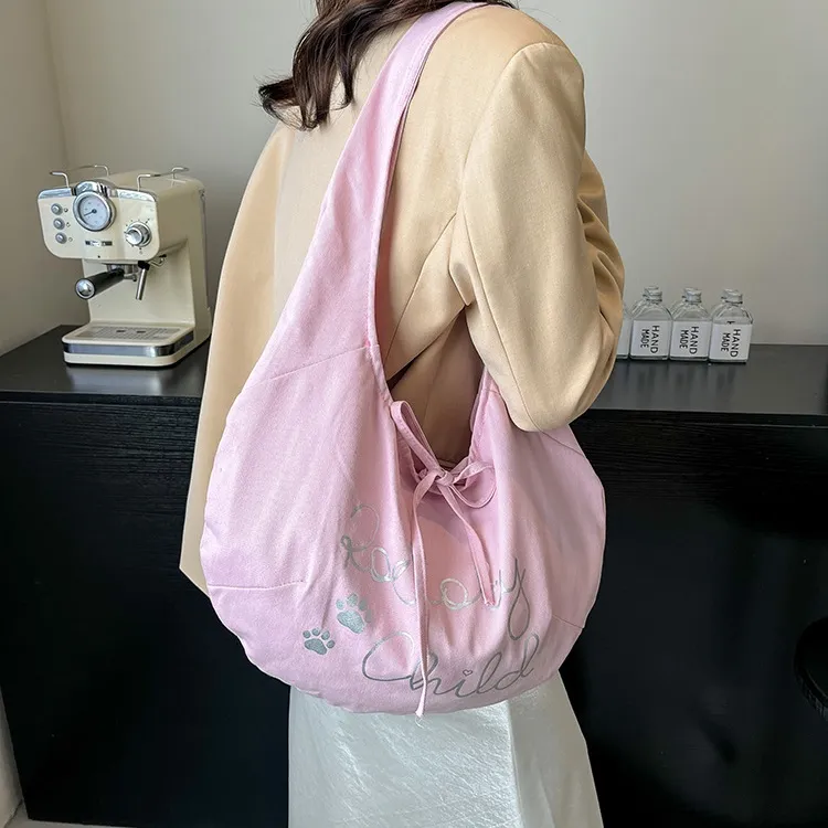WHEELY BABY+ Canvas Bag Crossbody Bag Shoulder Bag Large Capacity Tote Regular Women's Pink/Khaki-1