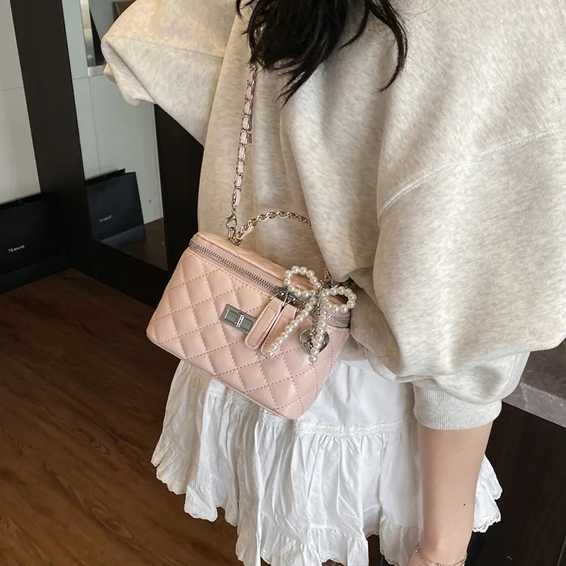 WHEELY BABY+ PU Box Bag Handbag Shoulder Bag Crossbody Bag Women's Black Yellow White Pink Pearl White Pearl Pink-13