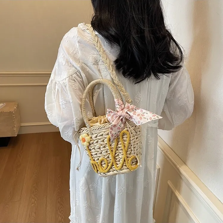WHEELY BABY+ Straw Woven Shoulder Bag, Handbag Regular Women's Multicolor-4