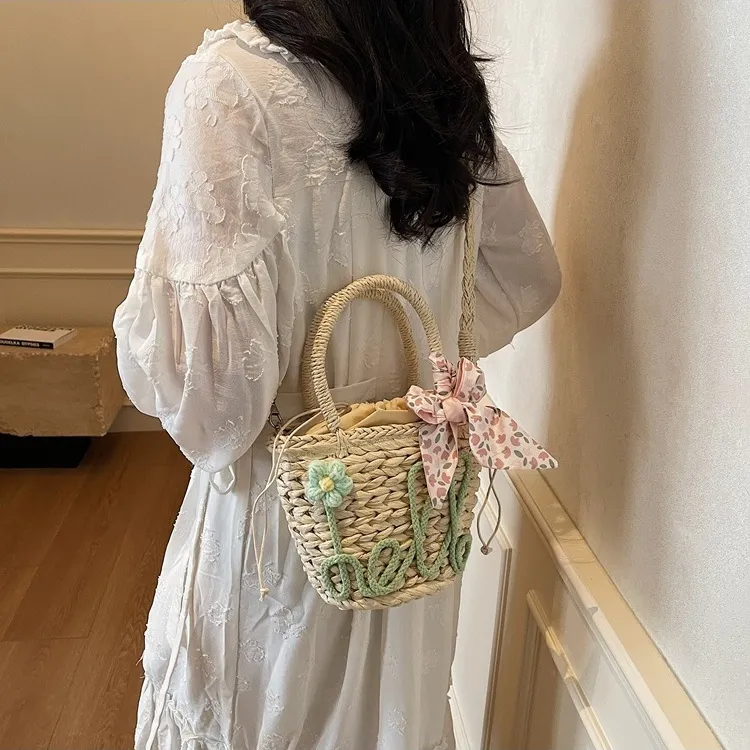 WHEELY BABY+ Straw Woven Shoulder Bag, Handbag Regular Women's Multicolor-17