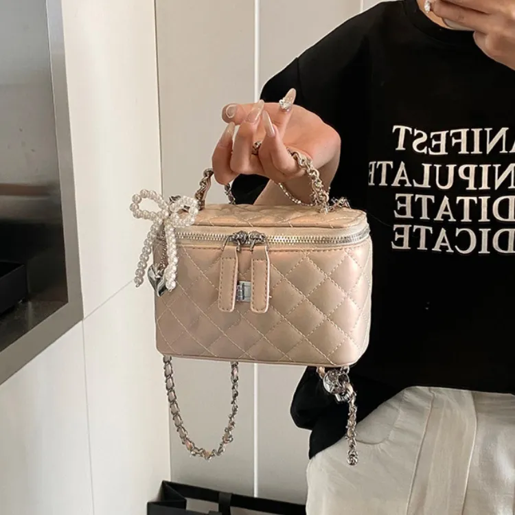 WHEELY BABY+ PU Box Bag Handbag Shoulder Bag Crossbody Bag Women's Black Yellow White Pink Pearl White Pearl Pink-18