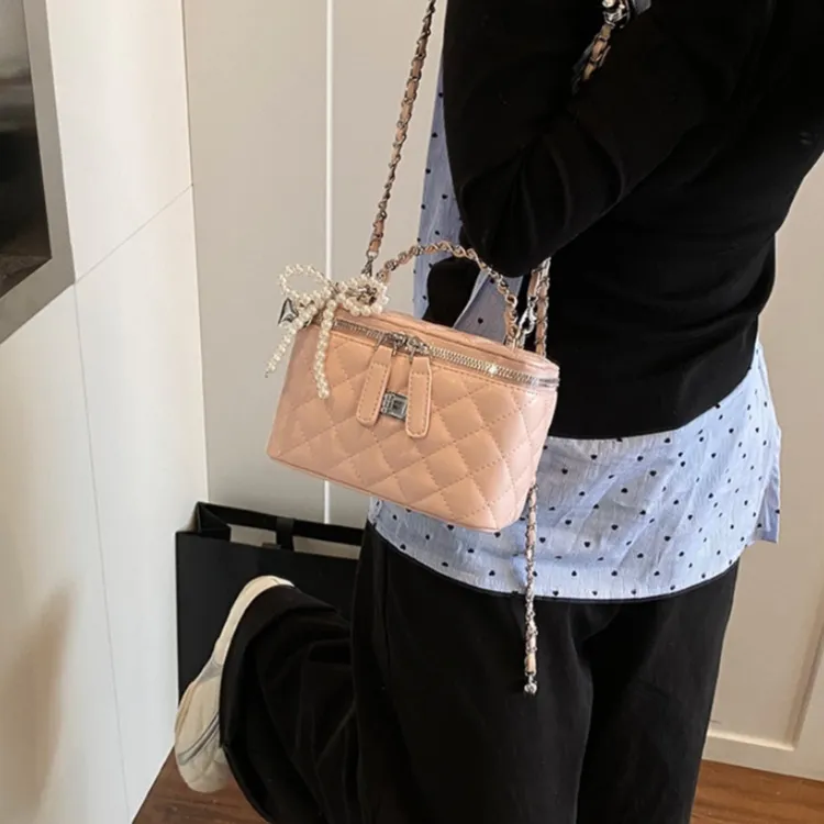 WHEELY BABY+ PU Box Bag Handbag Shoulder Bag Crossbody Bag Women's Black Yellow White Pink Pearl White Pearl Pink-11