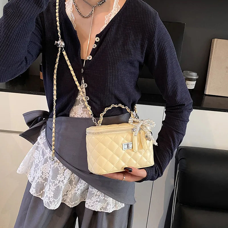 WHEELY BABY+ PU Box Bag Handbag Shoulder Bag Crossbody Bag Women's Black Yellow White Pink Pearl White Pearl Pink-6