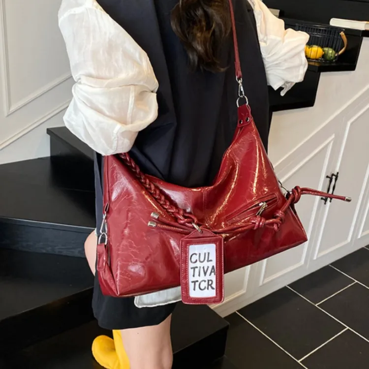 WHEELY BABY+ PU Shoulder Bag, Crossbody Bag Women's Red/Silver Black/White-7