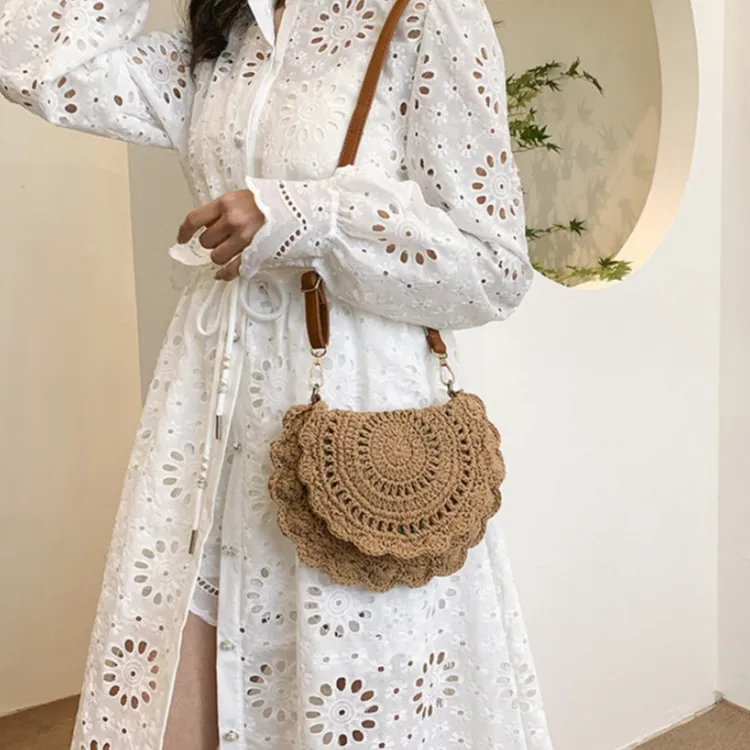 WHEELY BABY+ Woven Saddle Bag Crossbody Shoulder Bag Regular Women's Ecru Khaki-8