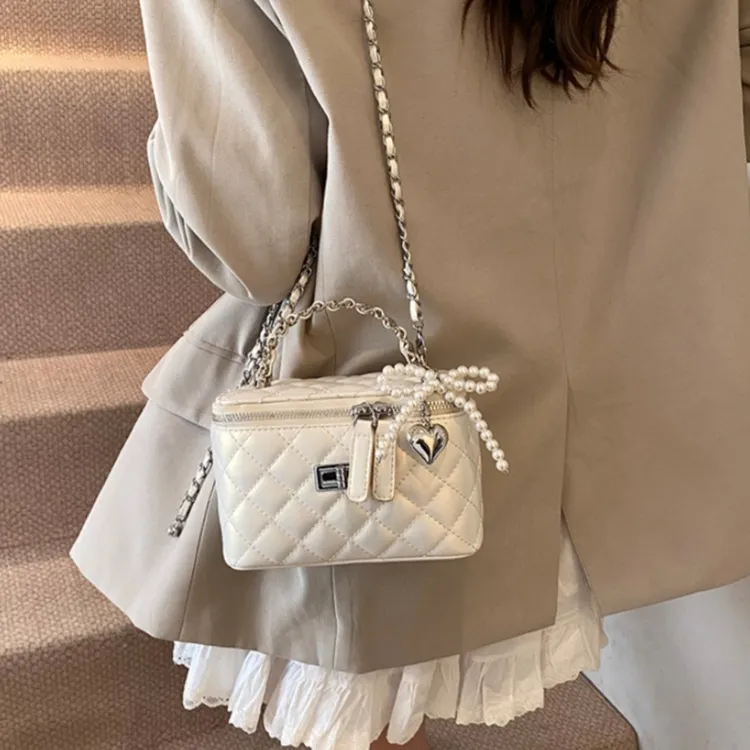 WHEELY BABY+ PU Box Bag Handbag Shoulder Bag Crossbody Bag Women's Black Yellow White Pink Pearl White Pearl Pink-15