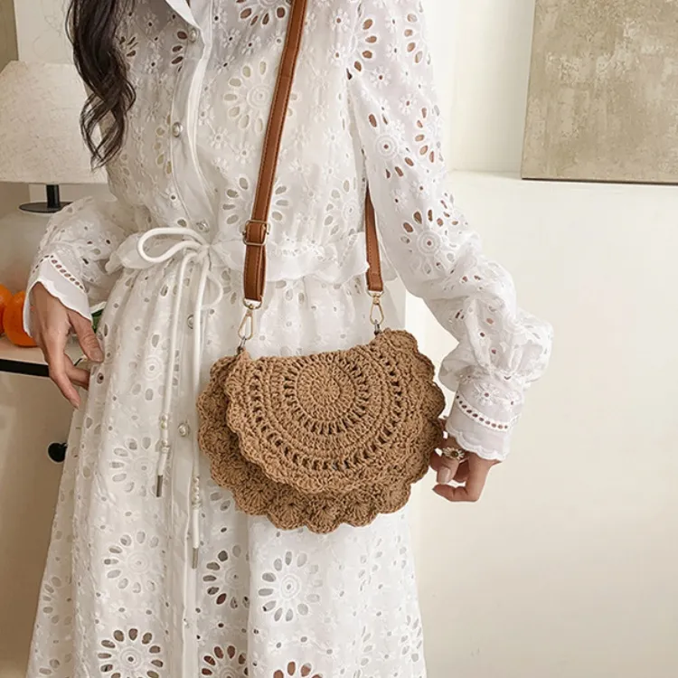 WHEELY BABY+ Woven Saddle Bag Crossbody Shoulder Bag Regular Women's Ecru Khaki-6