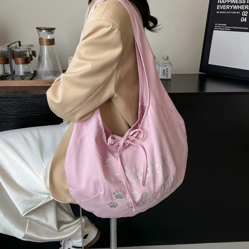 WHEELY BABY+ Canvas Bag Crossbody Bag Shoulder Bag Large Capacity Tote Regular Women's Pink/Khaki-3