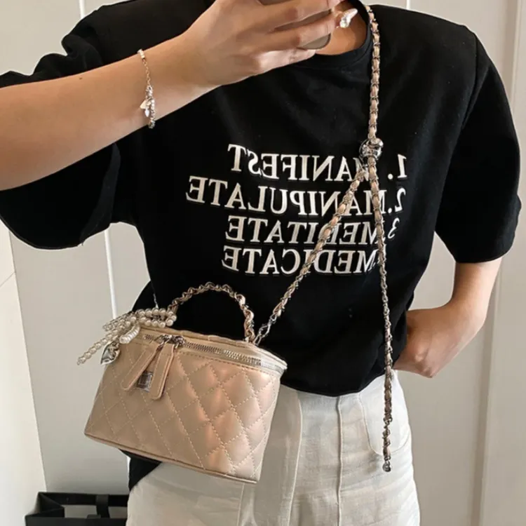 WHEELY BABY+ PU Box Bag Handbag Shoulder Bag Crossbody Bag Women's Black Yellow White Pink Pearl White Pearl Pink-19