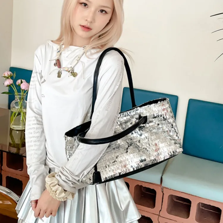 WHEELY BABY+ PU Tote Bag, Shoulder Bag Women's Silver/Green/Black/Pink-11