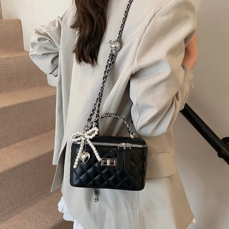 WHEELY BABY+ PU Box Bag Handbag Shoulder Bag Crossbody Bag Women's Black Yellow White Pink Pearl White Pearl Pink-2