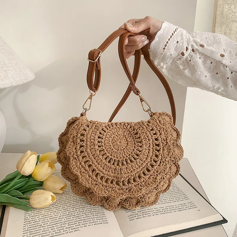 WHEELY BABY+ Woven Saddle Bag Crossbody Shoulder Bag Regular Women's Ecru Khaki-10
