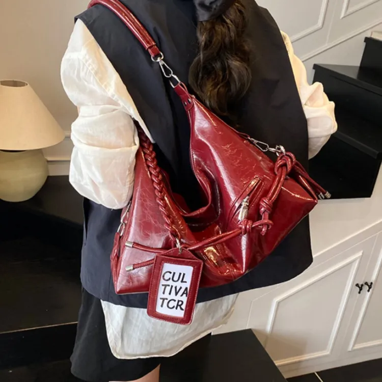 WHEELY BABY+ PU Shoulder Bag, Crossbody Bag Women's Red/Silver Black/White-1