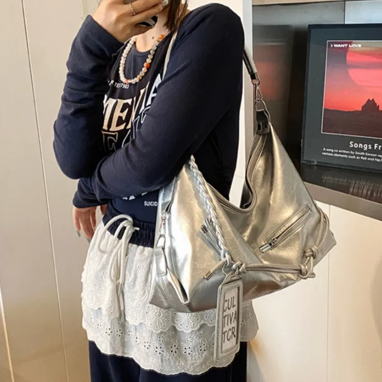 WHEELY BABY+ PU Shoulder Bag, Crossbody Bag Women's Red/Silver Black/White-9