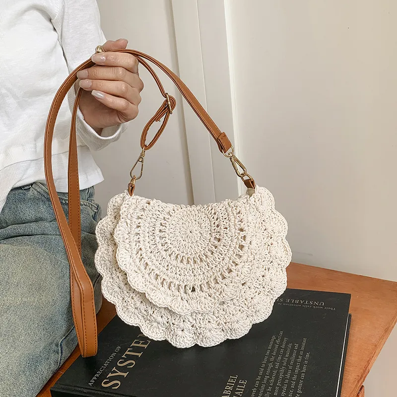 WHEELY BABY+ Woven Saddle Bag Crossbody Shoulder Bag Regular Women's Ecru Khaki-4