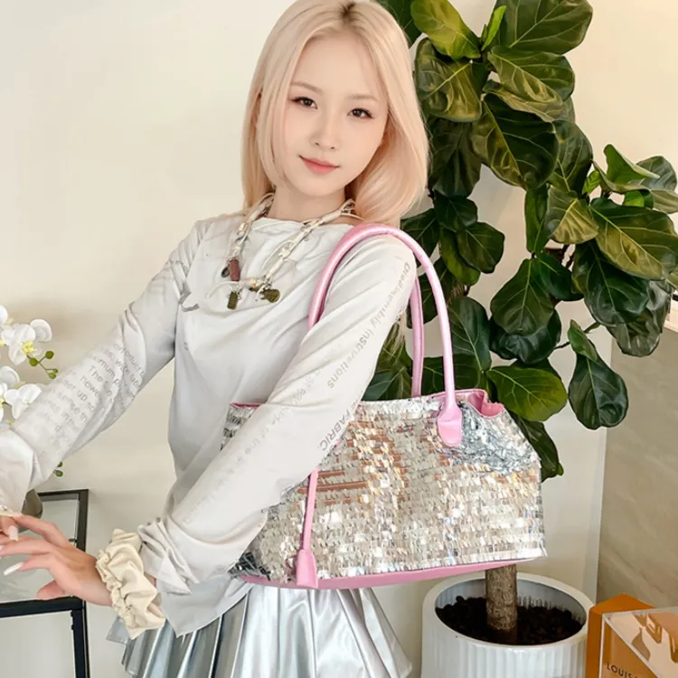 WHEELY BABY+ PU Tote Bag, Shoulder Bag Women's Silver/Green/Black/Pink-15