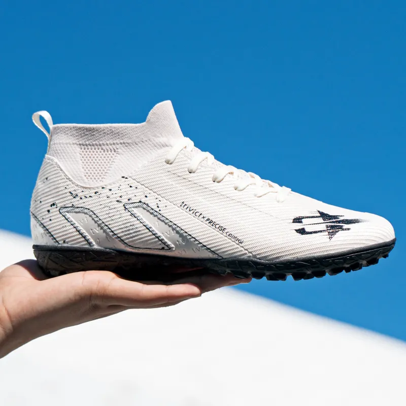 TriVict Win A Hundred Battles And Win A Hundred Victories. Soccer Shoes Unisex Mid Top White/Pink/Aqua/Blue-4