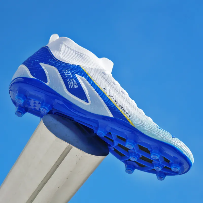TriVict Win A Hundred Battles And Win A Hundred Victories. Soccer Shoes Unisex Mid Top White/Pink/Aqua/Blue-57