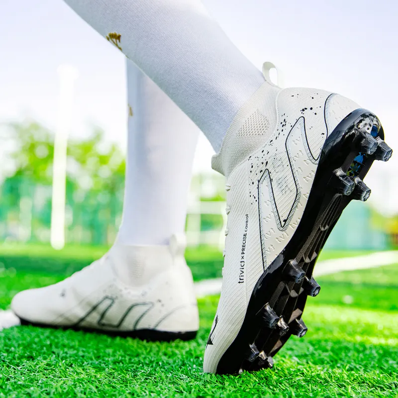 TriVict Win A Hundred Battles And Win A Hundred Victories. Soccer Shoes Unisex Mid Top White/Pink/Aqua/Blue-6