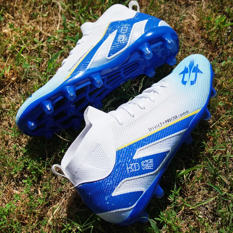 TriVict Win A Hundred Battles And Win A Hundred Victories. Soccer Shoes Unisex Mid Top White/Pink/Aqua/Blue-28