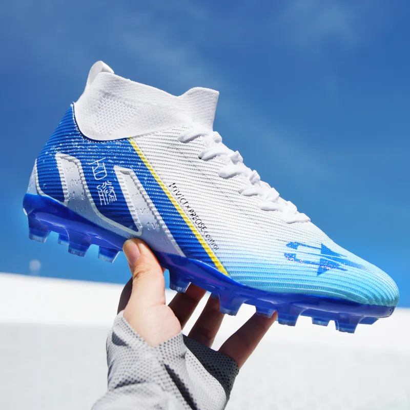 TriVict Win A Hundred Battles And Win A Hundred Victories. Soccer Shoes Unisex Mid Top White/Pink/Aqua/Blue-29