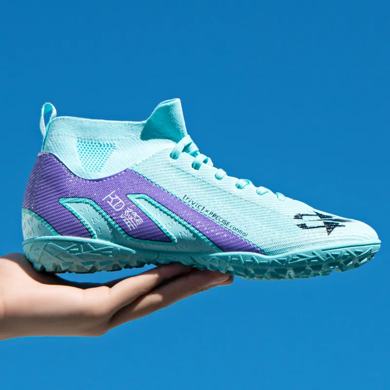 TriVict Win A Hundred Battles And Win A Hundred Victories. Soccer Shoes Unisex Mid Top White/Pink/Aqua/Blue-20