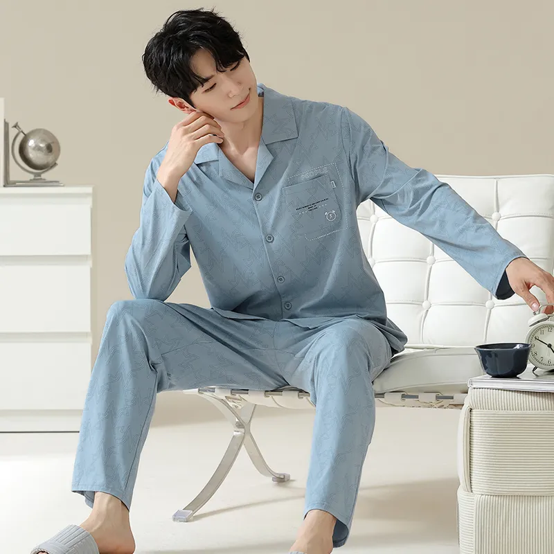 Good Fortune Pajama Set Men's Blue-5