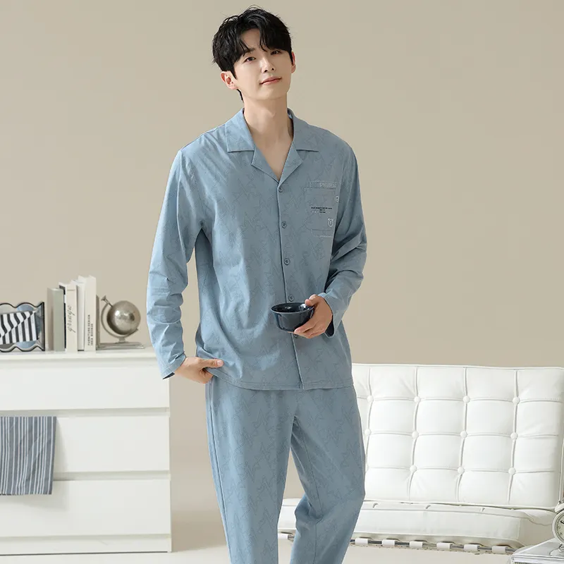Good Fortune Pajama Set Men's Blue-1