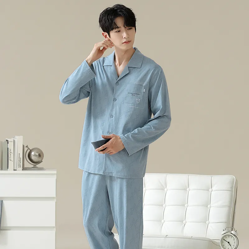 Good Fortune Pajama Set Men's Blue-2