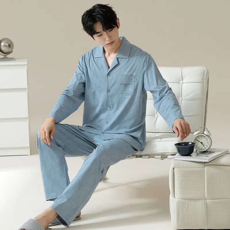 Good Fortune Pajama Set Men's Blue-3