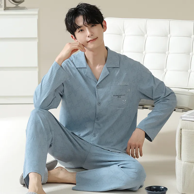 Good Fortune Pajama Set Men's Blue-4