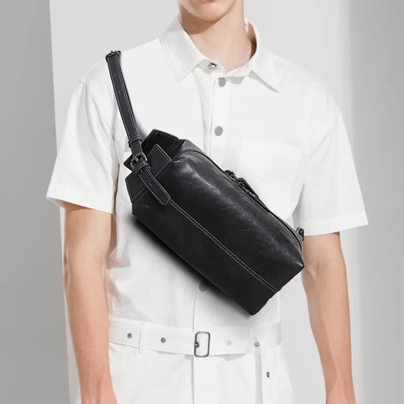 BVP Royal Vegetable Tanned Leather Sling Bag Regular Unisex Black-7