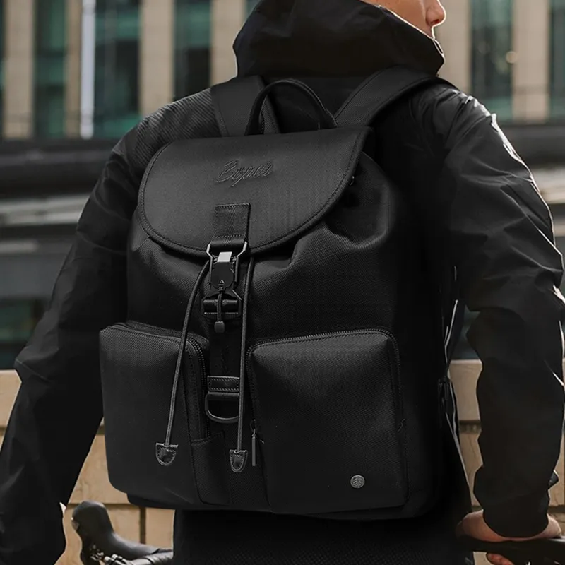 BVP Nylon Large Capacity Commute Backpack With 15.6 Inch Laptop Bag Large Size Men's Black-3