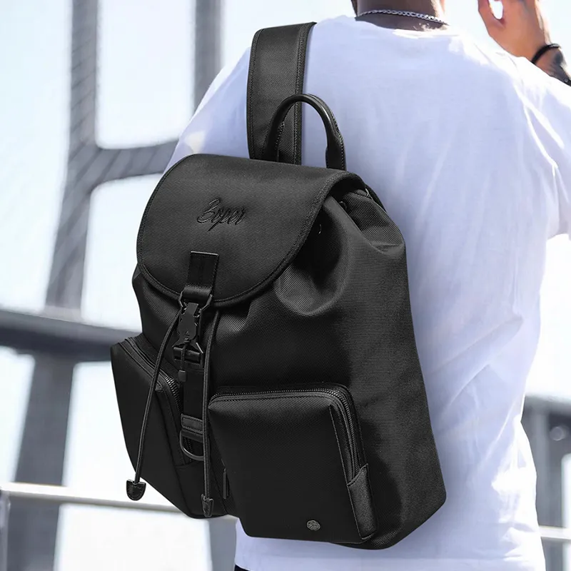 BVP Nylon Large Capacity Commute Backpack With 15.6 Inch Laptop Bag Large Size Men's Black-5